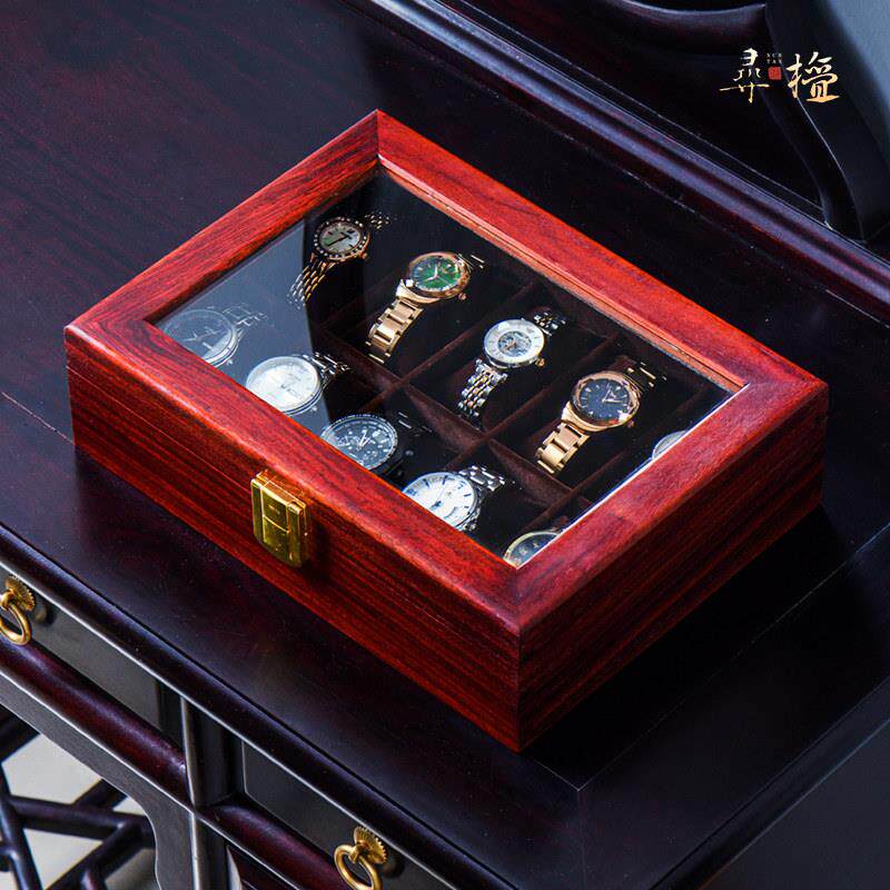 非洲小叶红木手表盒收纳盒实木高端豪华红木手表盒手镯手表收纳手