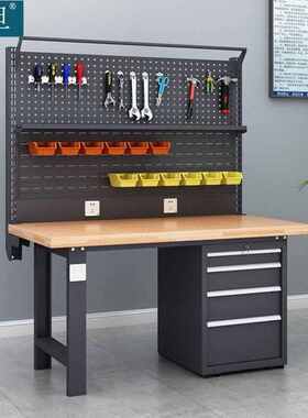 知旦灰色工作台ZD7282维修台打包桌四抽柜双挂板带棚板灯架1.5米