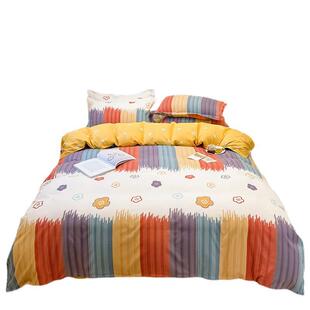 厂家直销亲肤棉四件卡套活加性花磨毛厚单双人通学662生床单印三