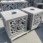 石雕太阳能门柱灯天然花岗岩别墅灯笼新中式 围墙庭院感应石灯