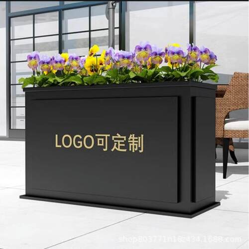 户外不锈钢花箱组合酒店售楼部花坛商业街铁艺花槽围栏长方形花池