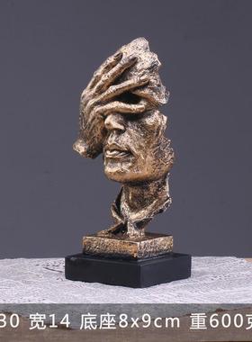 正品欧式摆创意呐喊者人物艺跪姿雕塑件复古装饰工书房酒吧办公品