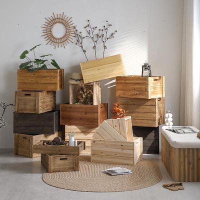 实木箱子木框箱置物架收纳盒水果筐超市陈列户外大号木头箱子定制