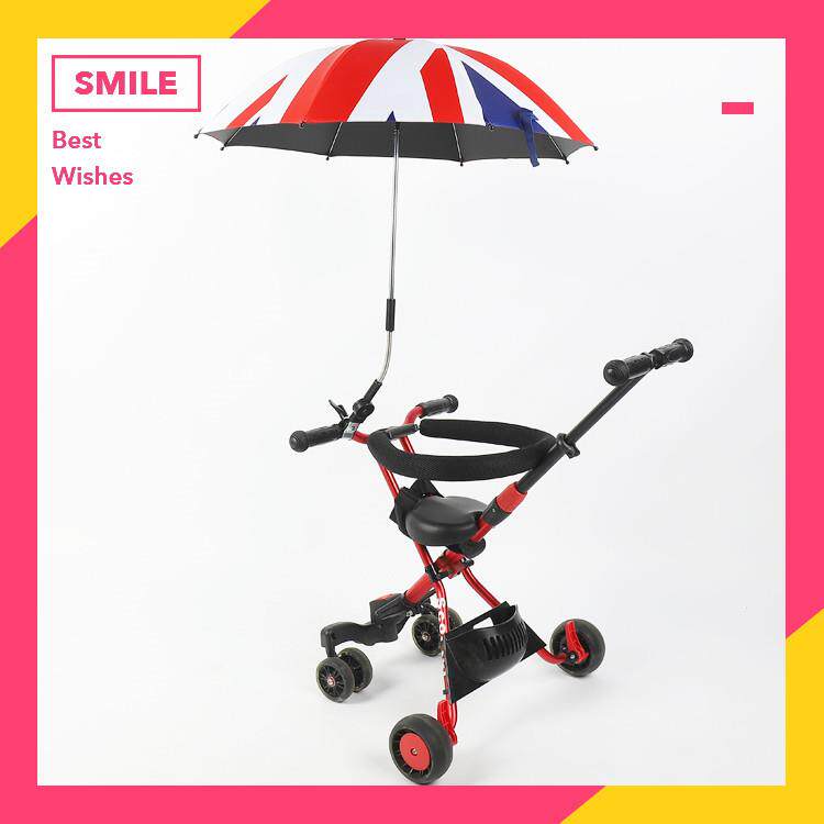 直销新款通用推车伞溜娃神器三轮车遮阳伞万向夹具伞黑胶防晒婴儿