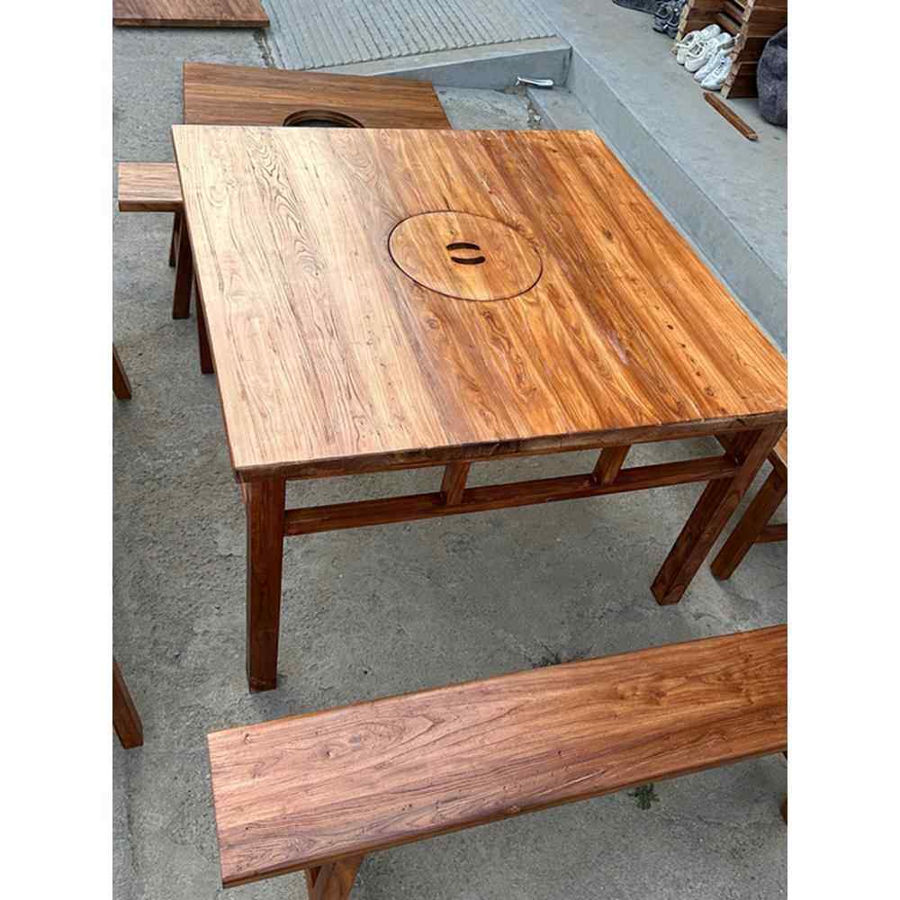 老榆木围炉煮茶烧烤桌实木覆古餐桌酒店民宿长条餐桌原木桌书桌子,住宅家具,移动茶台/茶桌,淘宝优惠券,粉丝福利购,淘宝优惠卷