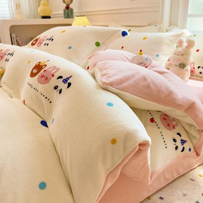 牛奶三件套绒被套加绒床笠珊瑚冬季法兰加厚床单床上四件套绒