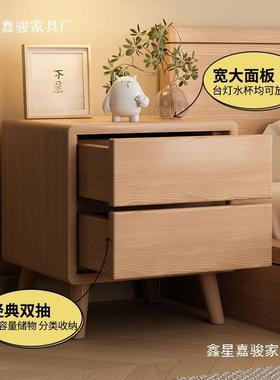 简约实现代卧室家WOH用全木床头物柜免安边装储柜网红小柜子床收