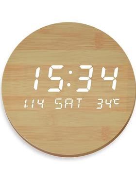 000111头钟挂ED时钟L挂墙数字钟创意钟新款钟静音电子钟表简约木