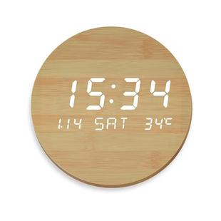 000111头钟挂ED时钟L挂墙数字钟创意钟新款 钟静音电子钟表简约木