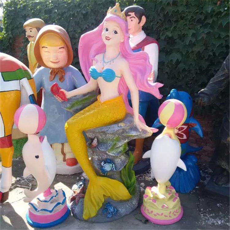 玻璃钢树脂彩绘美人鱼雕塑 广场公园步行街商业街大型摆件品