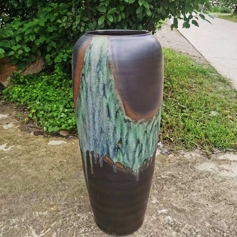 花瓶插花简约现代时尚陶艺客厅摆件景德镇陶瓷器干花落地花瓶