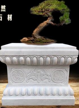 石雕莲花座汉白玉须弥座花架盆景底座庭院别墅石台座简约石墩摆件