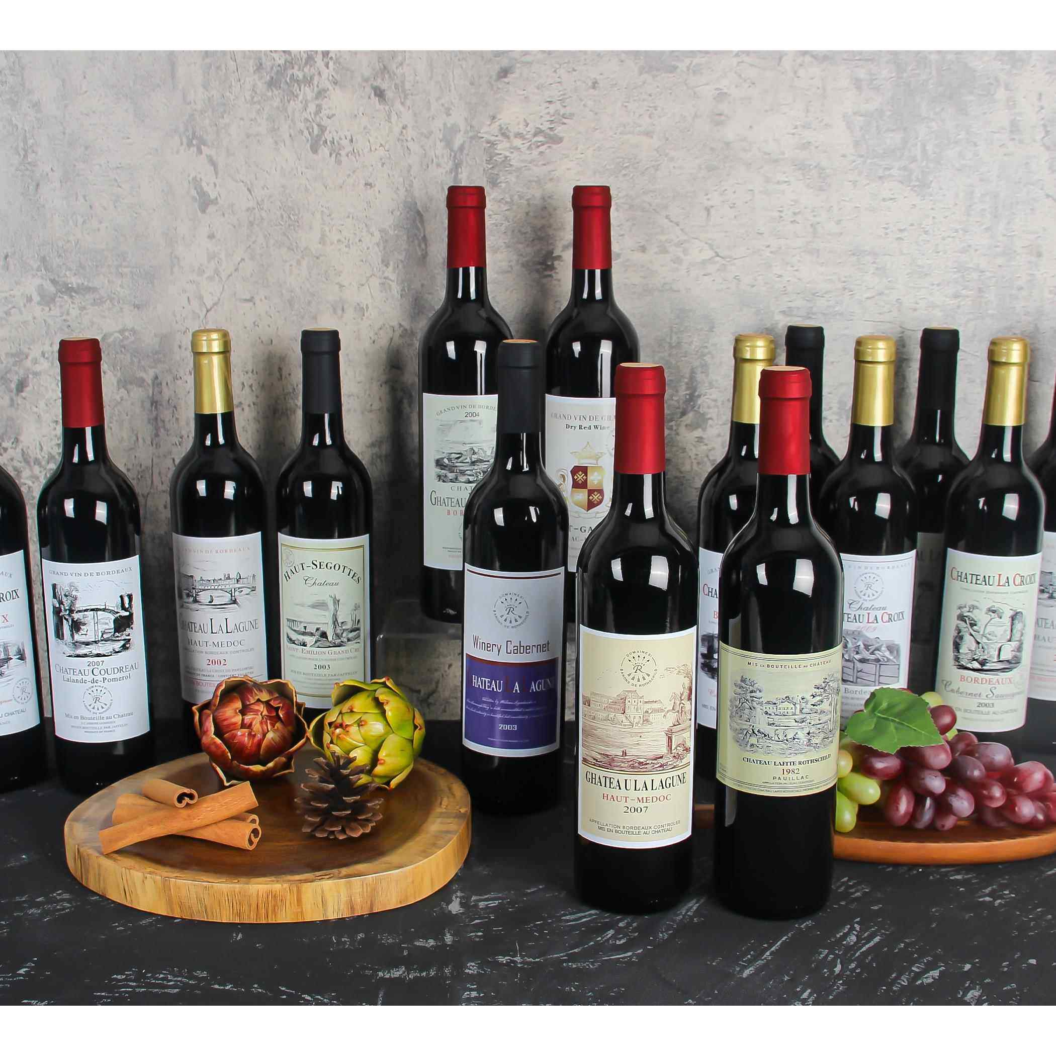 红酒酒柜展厅摆件仿真道具高档软装饰品空瓶葡萄拉菲摆设酒吧设计