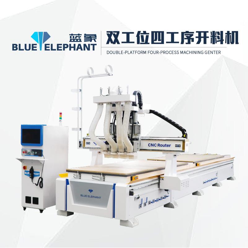橱柜衣柜板材全自动电脑数控开料机双工位四工序开料机蓝象数控