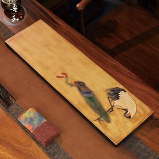 吾和漆器茶具 福州非遗大漆手工仙鹤琴声实木干泡台 高档礼品茶盘