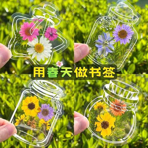 Dried flower bookmarks, specimen sealing film, bottles conta