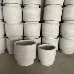 北欧风格 水泥花盆多肉灰色圆地中海复古圆形收底北欧种植大花盆