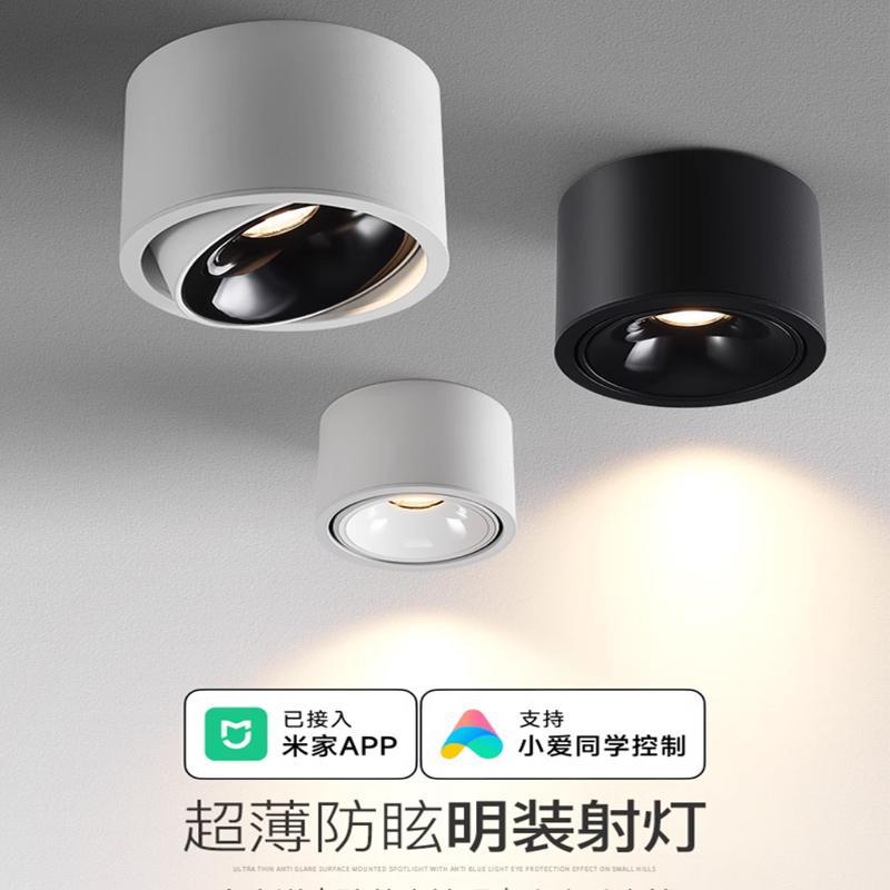 智能超薄明装射灯防眩可调角度小山丘客厅天花灯家用洗墙吸顶筒灯