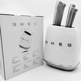 复古家用厨房不锈钢日式 刀水果刀全套刀具 smeg斯麦格刀架套装 原版