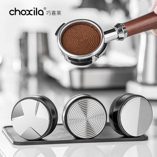 choxila咖啡布粉器不锈钢三浆螺纹压粉器可调节意式咖啡器具配件