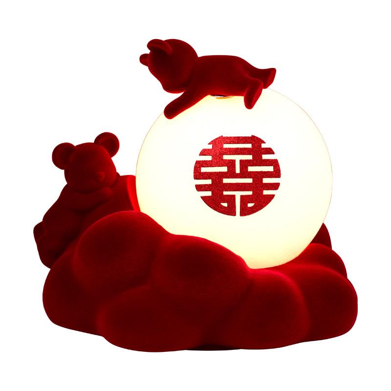 女陪嫁明灯结婚陪嫁一家用对高级感喜灯结婚送新人新娘礼物婚房床