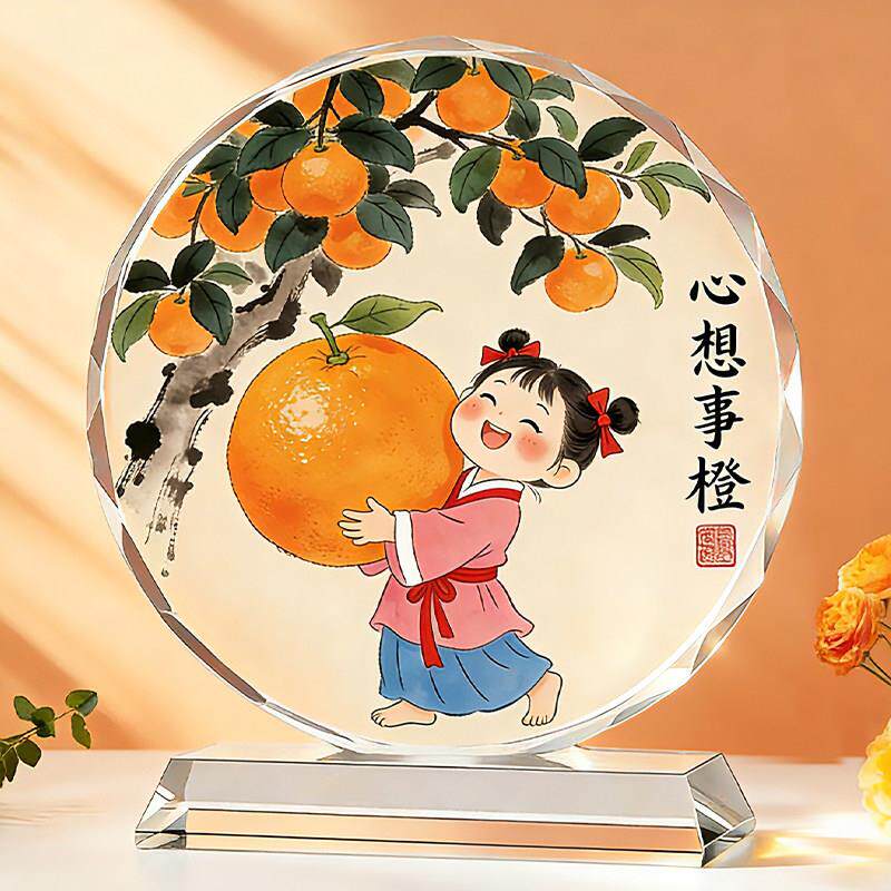 心想事成水晶摆件家居客厅玄关电视柜装饰品桌面摆台乔迁新居礼物