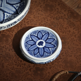 复古青花茶托底座碟子盖置盖托高端杯垫隔热垫茶垫