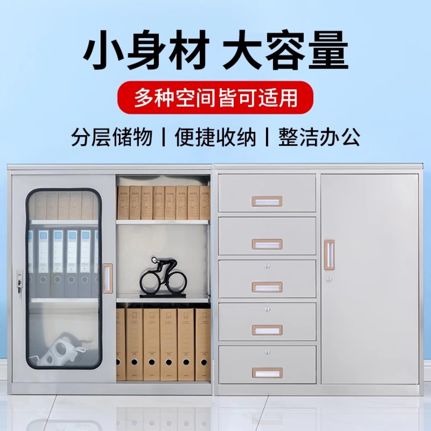 WTW-06不锈钢矮柜文件资双料储物收纳柜头柜带工锁抽床屉柜室外门