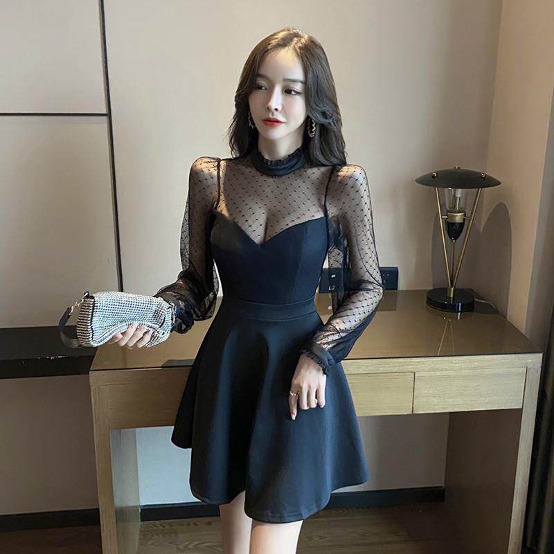 夜店女装夜总会公主服透视诱惑遮肚显瘦桑拿连衣裙按摩技师服