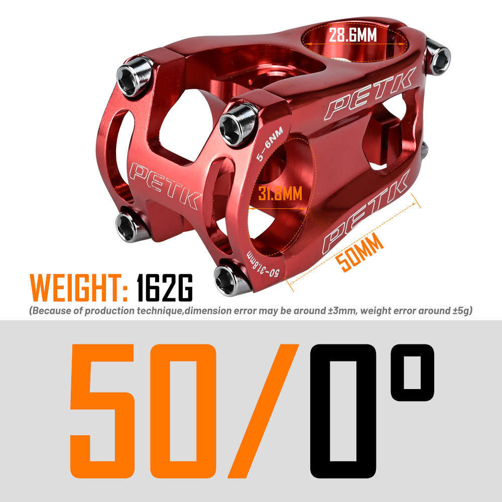 PETK山地车立管 超轻镂空自行车短把立31.8*50MM单车改装零配件