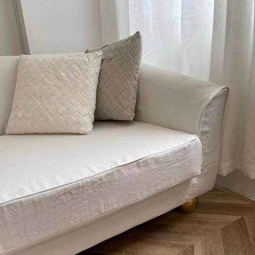 美单纯重磅麻帆布发F75S5MJH粗纹理软装纯色亚面料定制沙套布1米