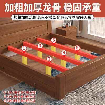 新中式实木1.5床米1米8双人大床现代约济单人简床1.2TIO出租房用