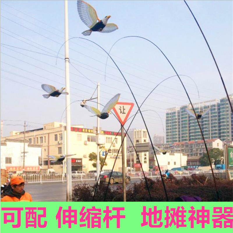 1.8米伸缩杆电动老鹰道具声光电动吊线 线飞鹰彷真小鸟音乐提线