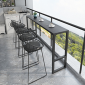 靠窗休闲桌椅桌室外防水北欧板庭院长条阳台吧台吧台露天客厅岩