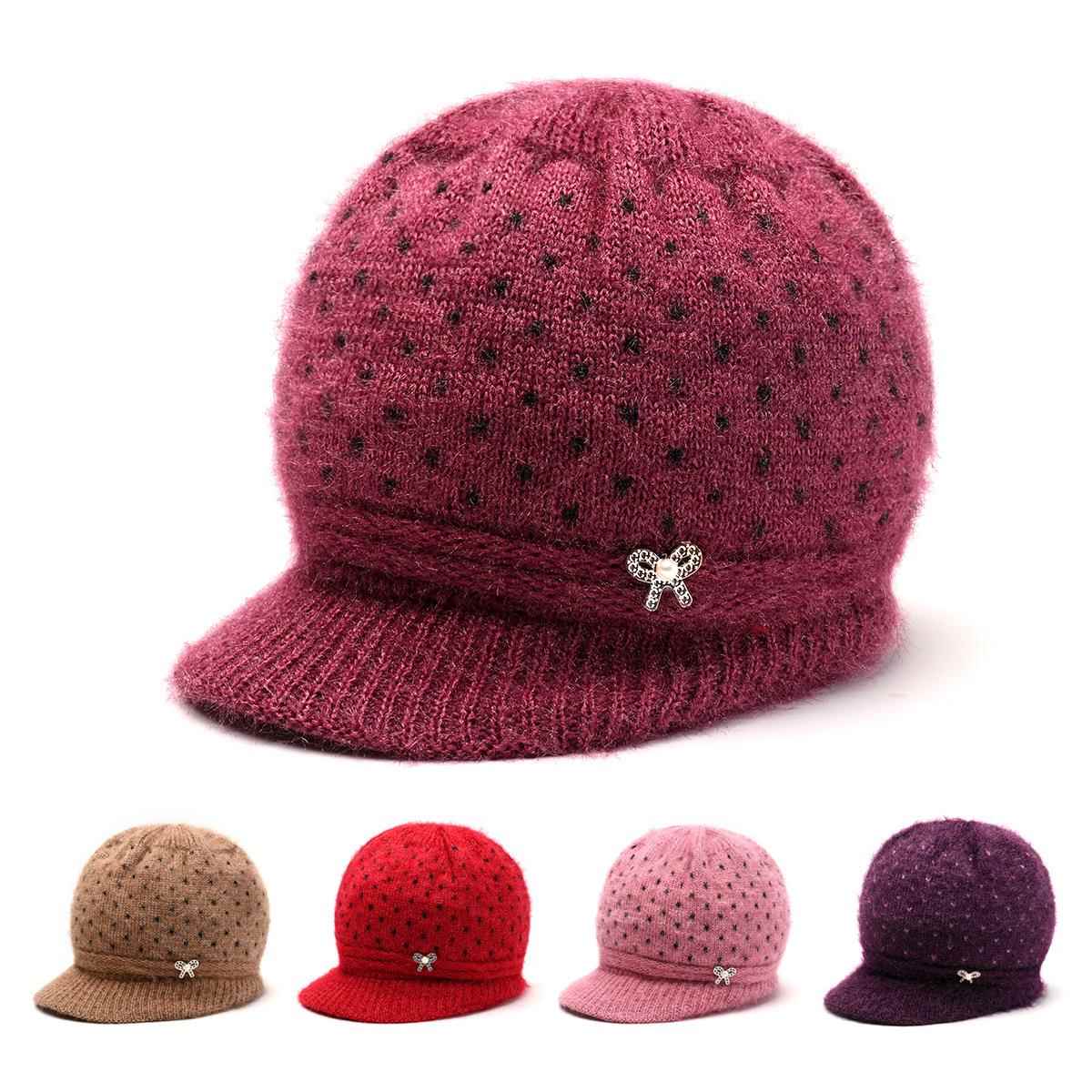 中老年帽子冬季女士针织毛线帽户外防寒加绒保暖奶奶帽防风护耳帽