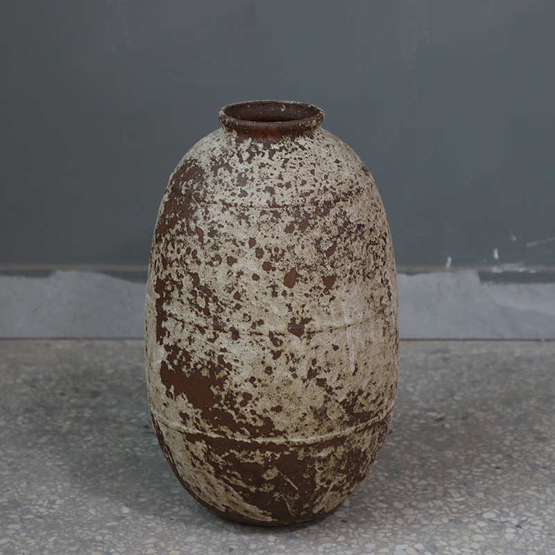 侘寂风复古花瓶粗陶民宿陶罐新中式陶瓷插干花器阳台花盆家居摆件