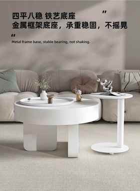 圆形动桌茶几客厅用2024新款旋小户型黑色可移转YMS-XDNC轻家奢高