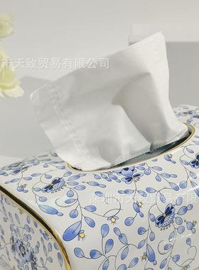 欧IBL兰式奢华创意鸣家米盒陶瓷巾盒防霉高档描金酒店纸餐厅抽纸