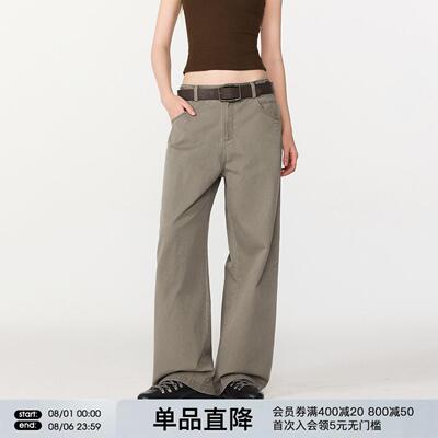 FORNINES美式覆古直筒裤男女阔腿裤潮牌休闲 裤子夏秋cleanfit长