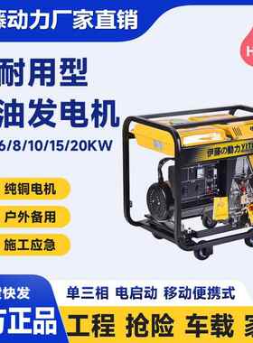 电启动5kw6kw8kw移动便携式小型柴油发电机单三相两用YT6800E/E3