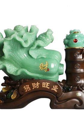 工艺品招财玉白菜摆件招财旺业办公室装饰公司前台开业送礼
