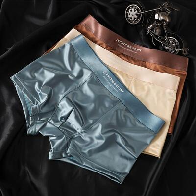 Men's Luxury Satin Ice Silk Boxer Briefs - 10A Antibacterial