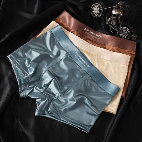 Men's Luxury Satin Ice Silk Boxer Briefs - 10A Antibacterial
