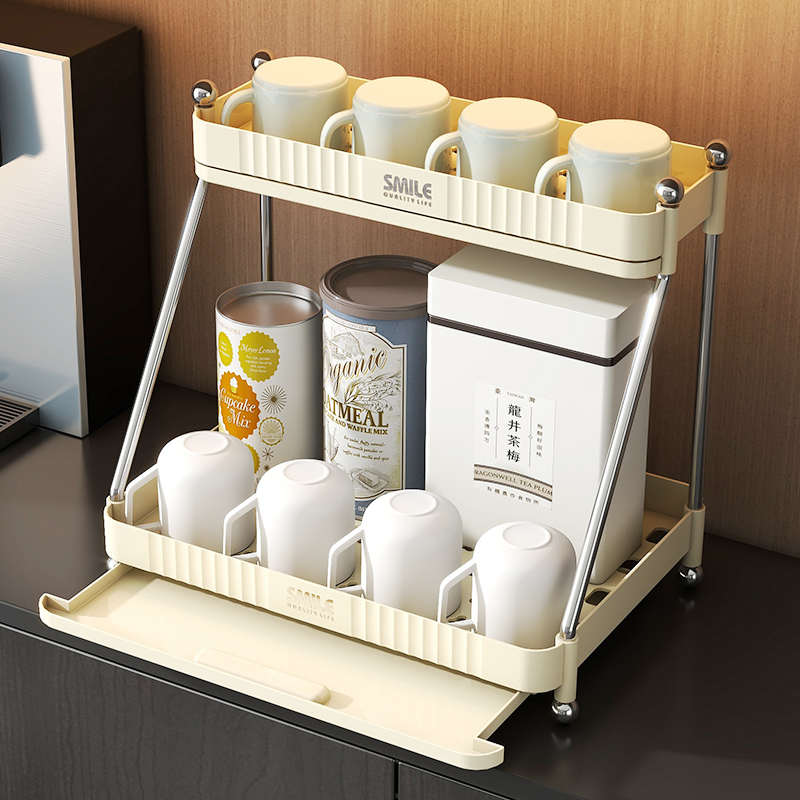 放杯子收纳架子家用高级感轻奢沥水托盘咖啡马克杯茶杯桌面置物架