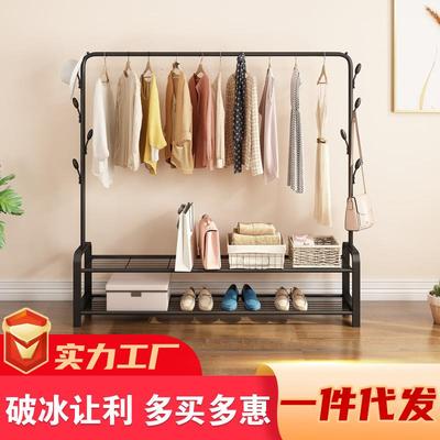 室内折叠晾衣架落地阳台挂衣架家用可移动卧室置地单杆衣帽架