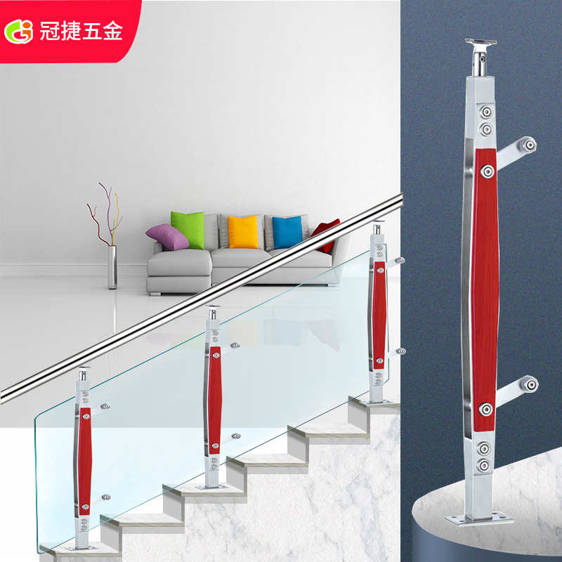 佛山厂家直供批发不锈钢玻璃栏杆立柱家装304菱形板楼梯扶手立柱