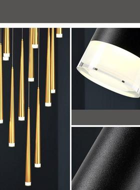 楼梯灯吊简约气家27512用复式楼客大厅loft墅极简公寓别旋转中空