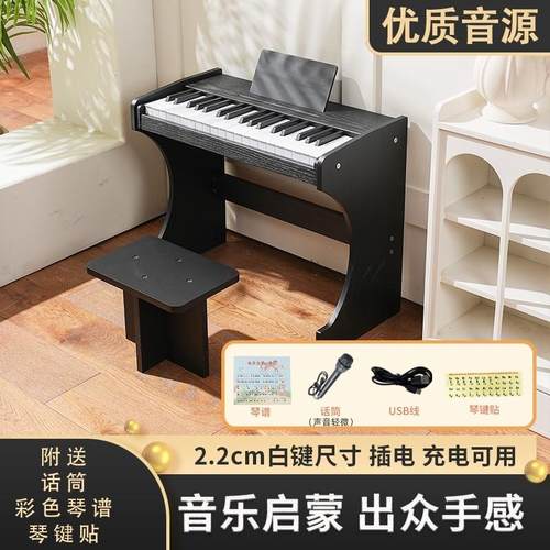 正品37键家用儿孩童数字键盘学婴者入门级木制小钢琴初的男和女孩