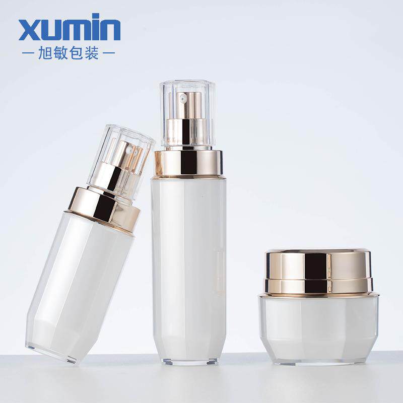 旭敏现货PS化妆品套装瓶 30-100ml乳液瓶 50g膏霜瓶 八角盖分装瓶