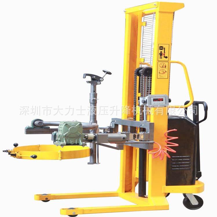 单门架半电动油桶堆高车YL520-1油桶翻转倒料车